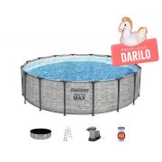 Montažni bazen Steel Pro MAX™  | 488 x 122 cm z vzorcem kamna s kartušno filtrsko črpalko