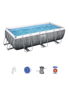 Montažni bazen Power Steel™ Rectangular | 404 x 201 x 100 cm z vzorcem sivega ratana s kartušno filtrsko črpalko