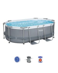 Montažni bazen Power Steel™ Oval  | 305 x 200 x 84 cm s kartušno filtrsko črpalko 