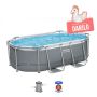 Montažni bazen Steel Pro MAX | 305 x 200 x 84 cm s kartušno filtrsko črpalko