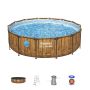 Montažni bazen Steel Pro MAX™ Splashview | 427 x 107 cm z vzorcem lesa s kartušno filtrsko črpalko