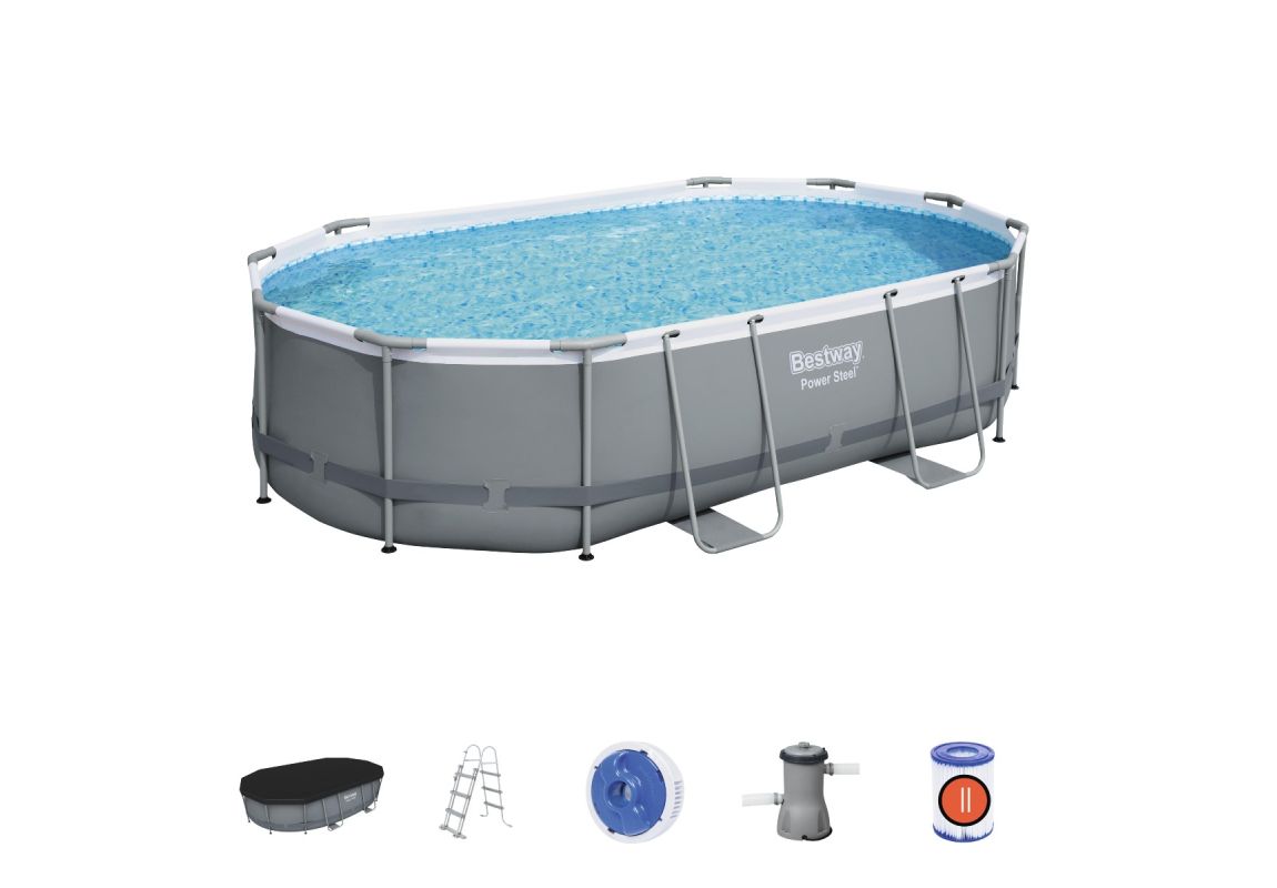 Montažni bazen Power Steel™ Oval | 488 x 305 x 107 cm s kartušno filtrsko črpalko