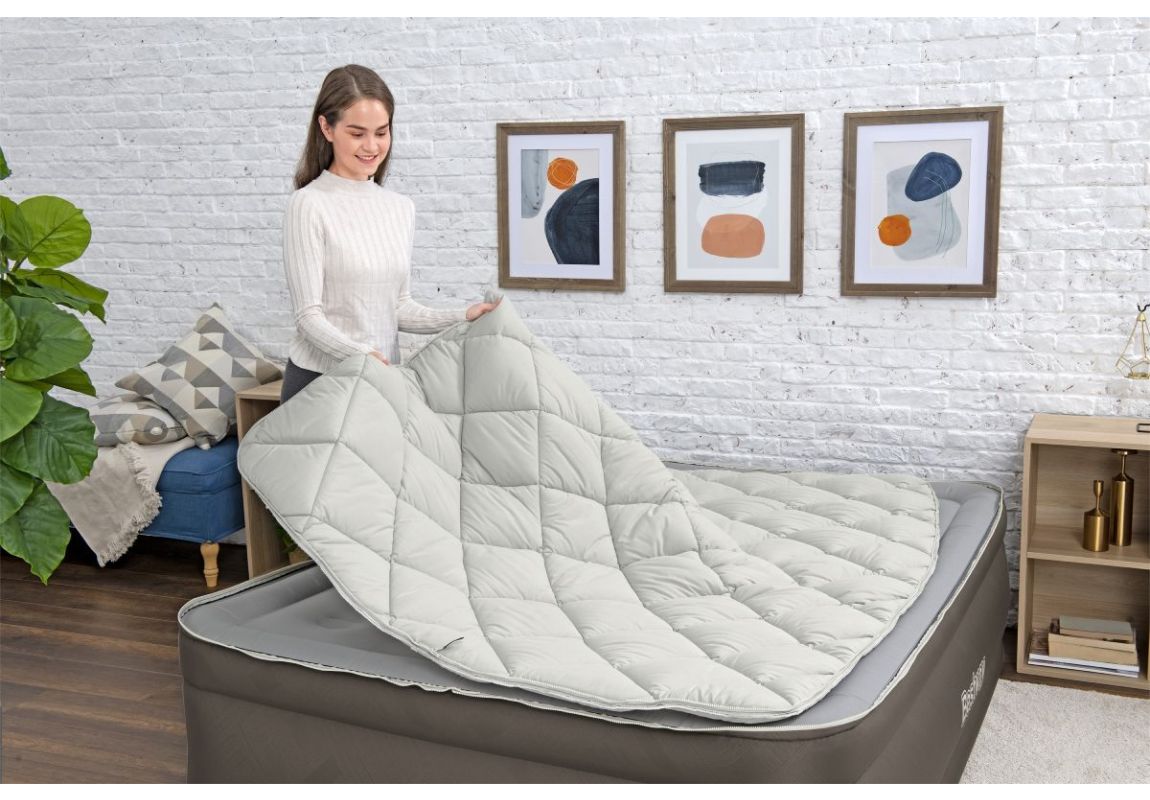 Napihljiva postelja Queen Fortech™ z zgornjo odejo in vgrajeno električno tlačilko | 203 x 152 x 51cm 