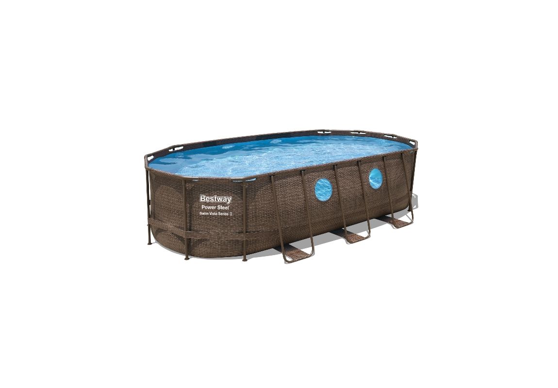 Montažni bazen Power Steel™ Swim Vista™ | 549 x 274 x 122 cm z vzorcem ratana s kartušno filtrsko črpalko