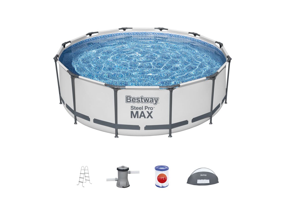 Montažni bazen Steel Pro MAX™ | 366x100 cm s kartušno filtrsko črpalko in strehico
