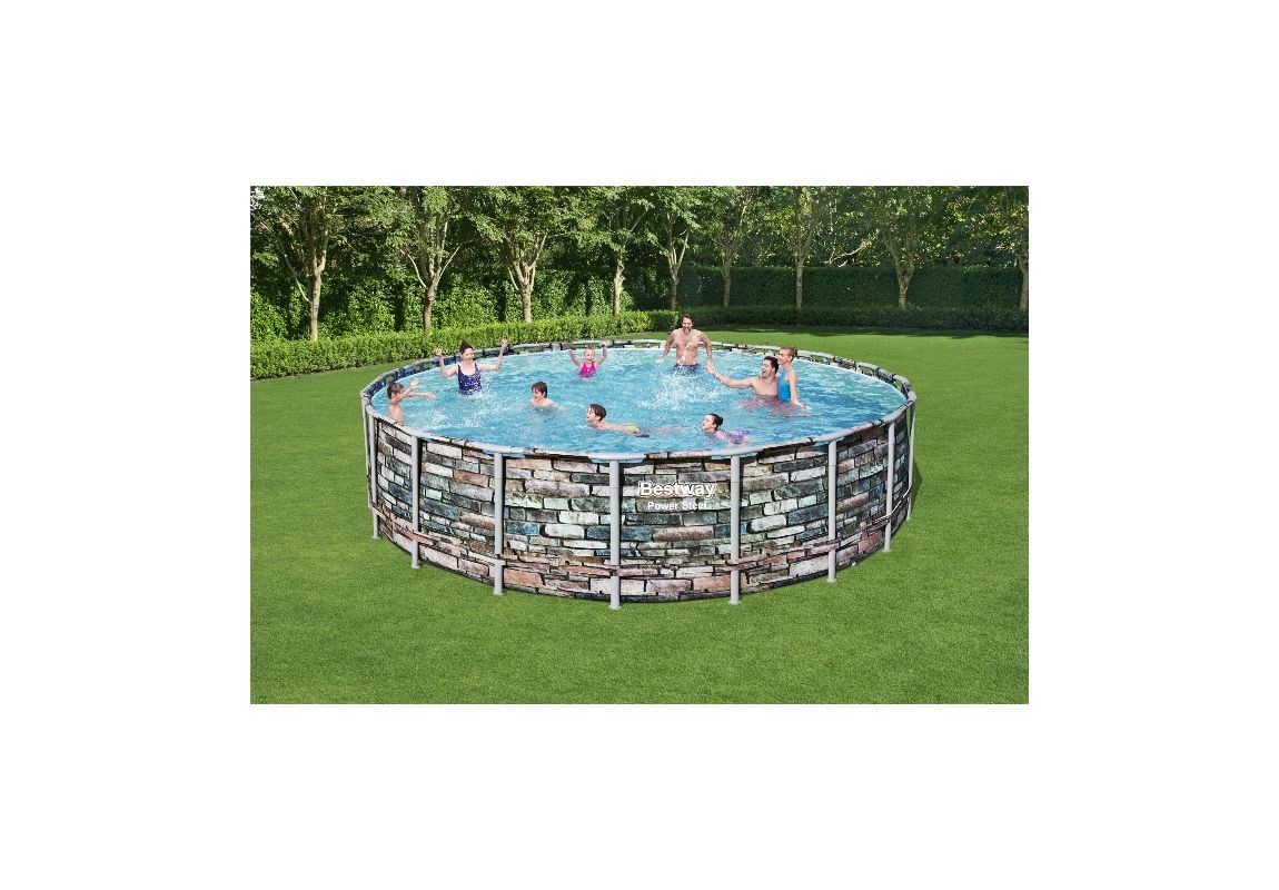 Montažni bazen Power Steel™  | 610 x 132 cm z vzorcem kamna  s kartušno filtrsko črpalko