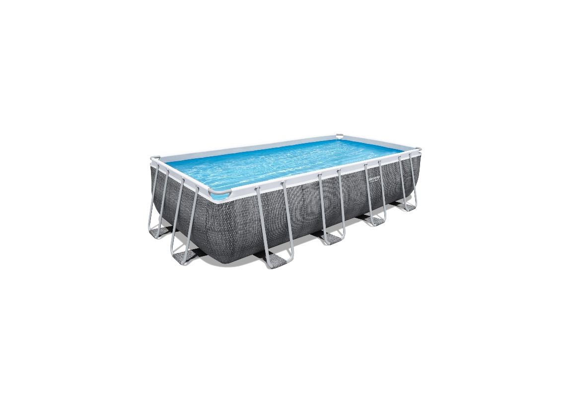 Montažni bazen Power Steel™ Rectangular | 488 x 244 x 122 cm z vzorcem sivega ratana s kartušno filtrsko črpalko