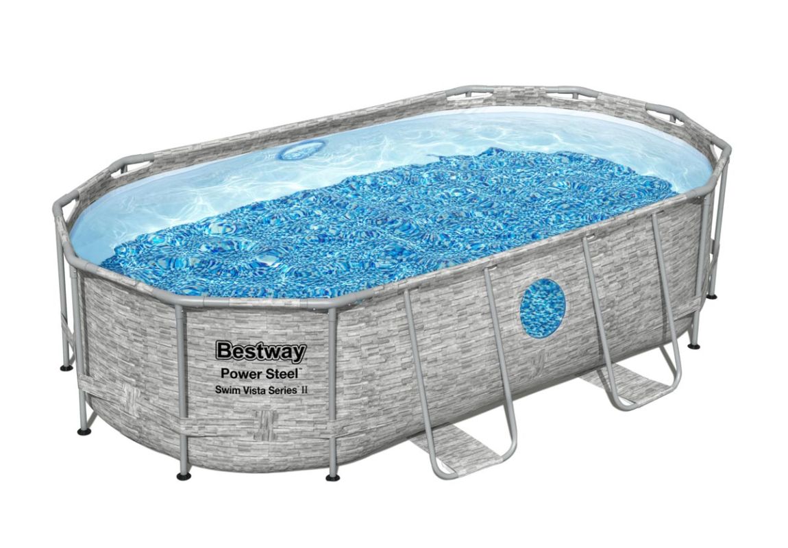 Montažni bazen Power Steel™ Swim Vista™ | 427 x 250 x 100 cm z vzorcem kamna s kartušno filtrsko črpalko