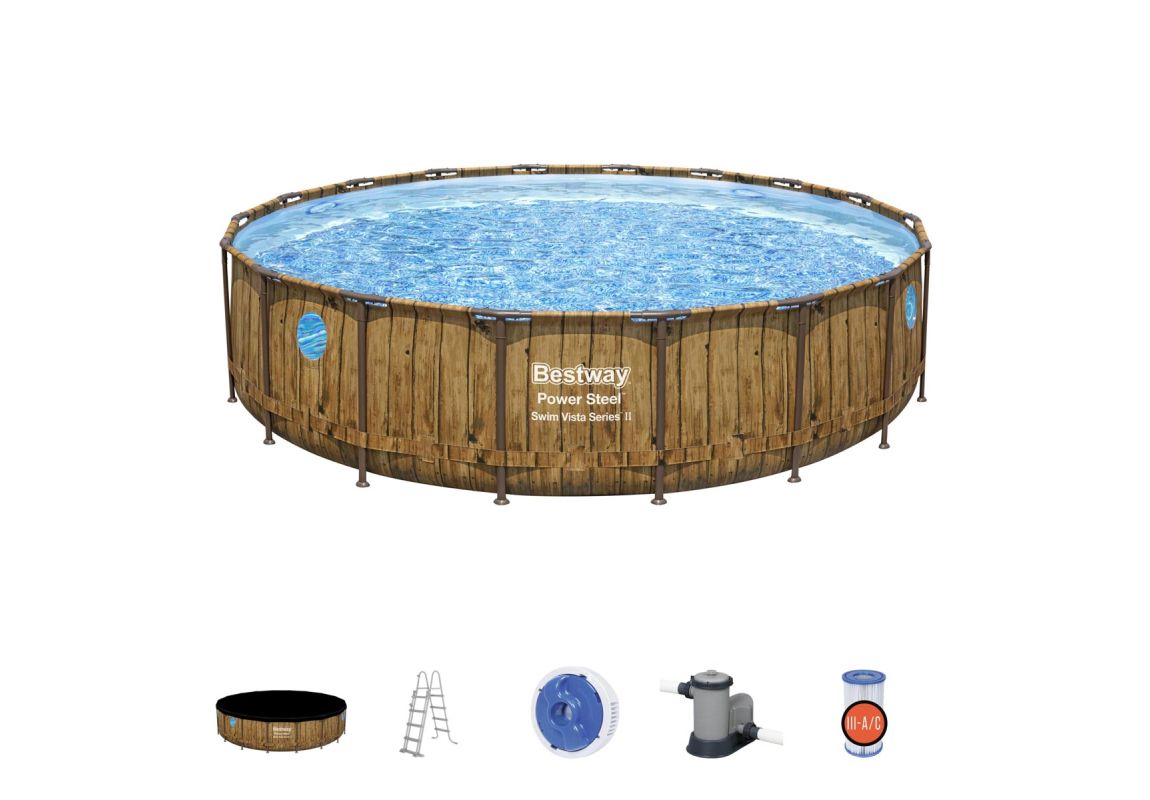Montažni bazen Power Steel™ Swim Vista™ | 549 x 122 cm z vzorcem lesa s kartušno filtrsko črpalko