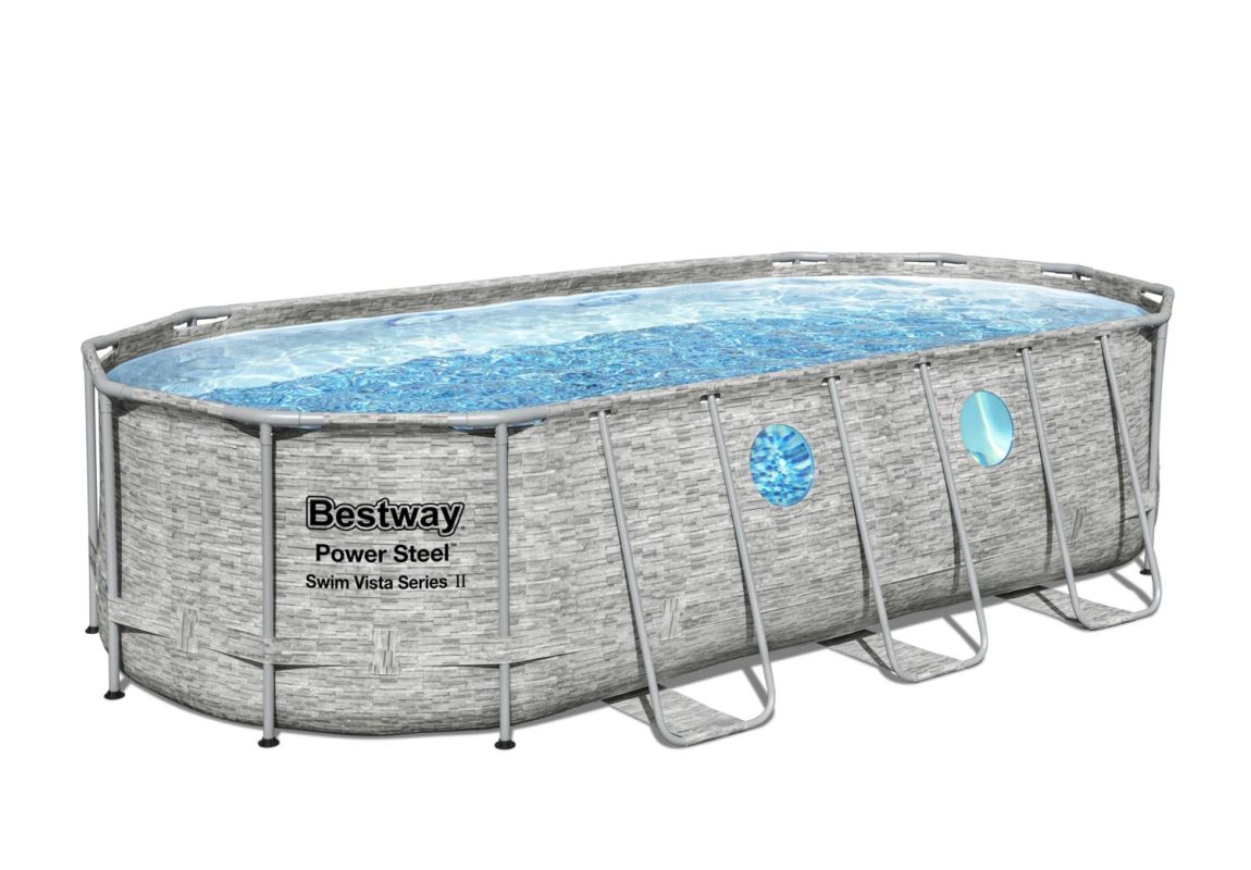 Montažni bazen Power Steel™ Swim Vista™ | 549 x 274 x 122 cm z vzorcem kamna s kartušno filtrsko črpalko