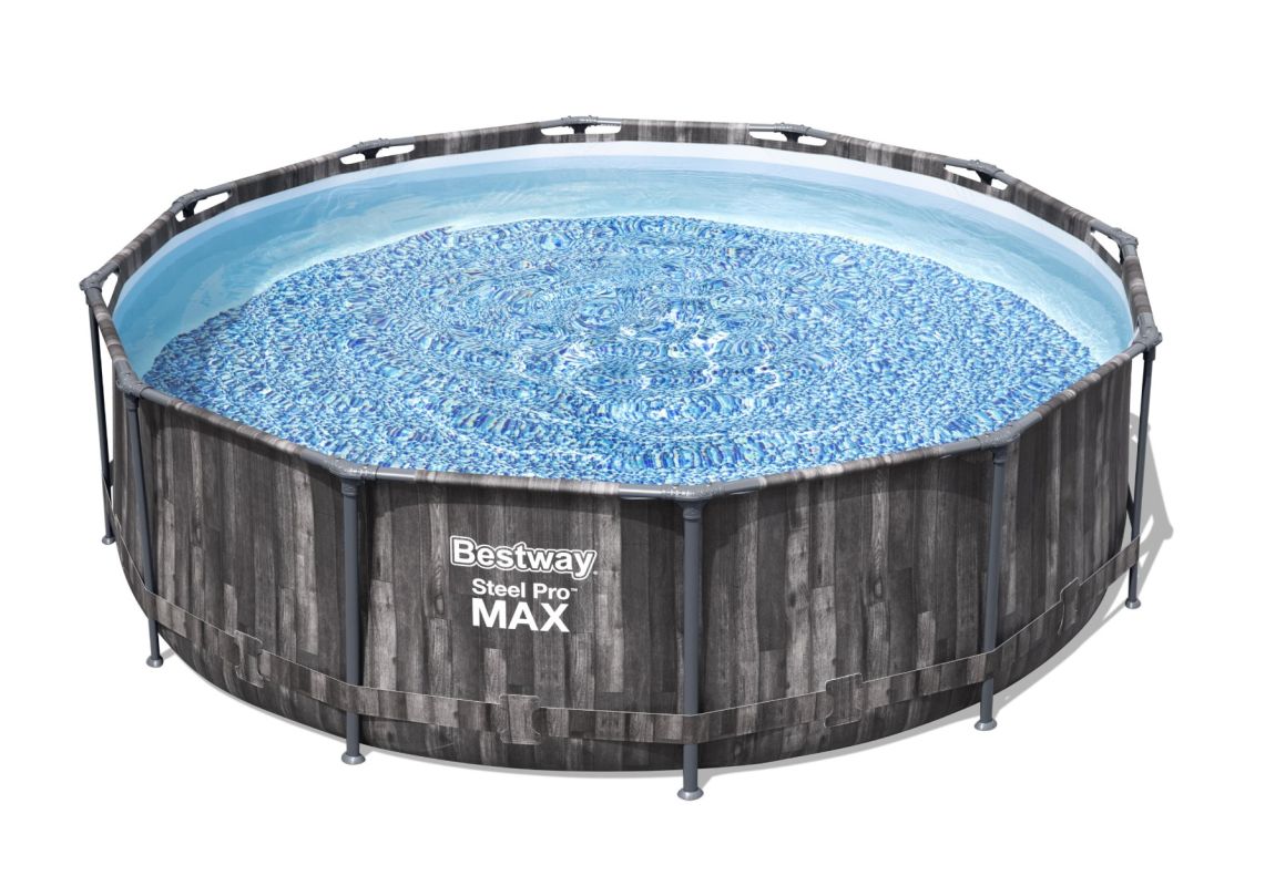 Montažni bazen Steel Pro MAX™ | 366 x 100 cm z vzorcem lesa s kartušno filtrsko črpalko