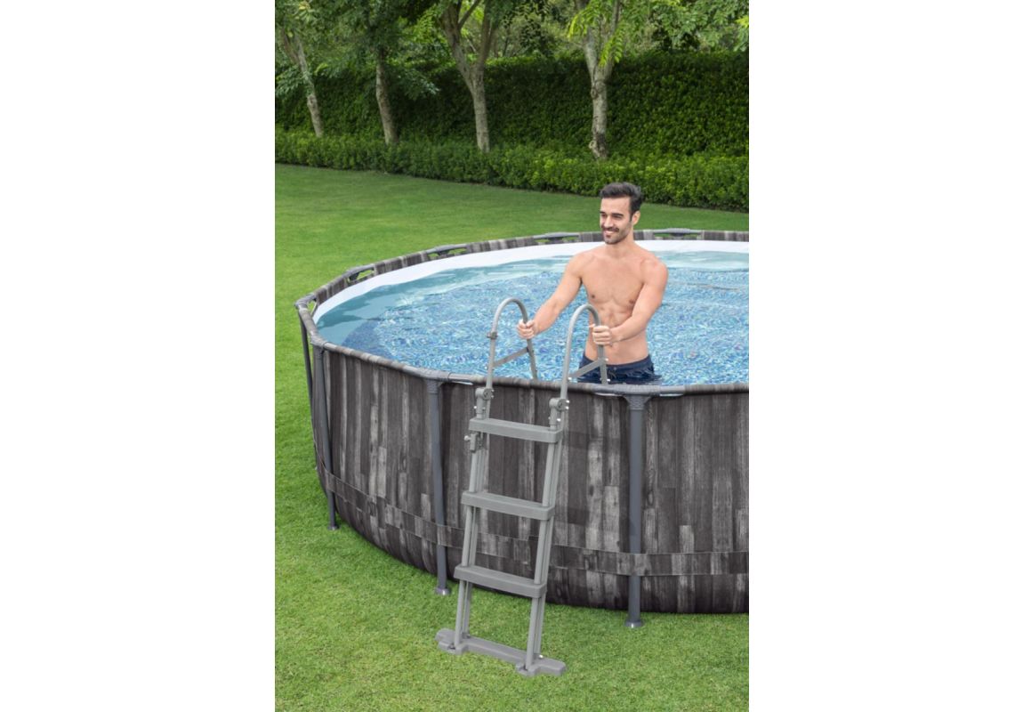 Montažni bazen Steel Pro MAX™ | 427 x 107 cm z vzorcem lesa s kartušno filtrsko črpalko