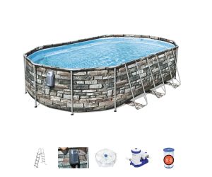 Montažni bazen Power Steel Comfort Jet Oval s kartušno filtrsko črpalko | 610 x 366 x 122 cm