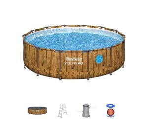 Montažni bazen Steel Pro MAX™ Splashview | 427 x 107 cm z vzorcem lesa s kartušno filtrsko črpalko