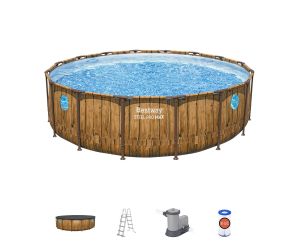 Montažni bazen Power Steel™ Swim Vista™ | 488 x 122 cm z vzorcem lesa s kartušno filtrsko črpalko