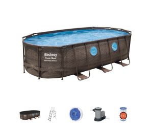 Montažni bazen Power Steel™ Swim Vista™ | 549 x 274 x 122 cm z vzorcem ratana s kartušno filtrsko črpalko