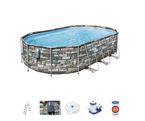 Montažni bazen Power Steel Comfort Jet Oval s kartušno filtrsko črpalko | 610 x 366 x 122 cm