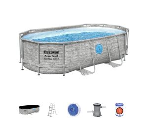 Montažni bazen Power Steel™ Swim Vista™ | 427 x 250 x 100 cm z vzorcem kamna s kartušno filtrsko črpalko