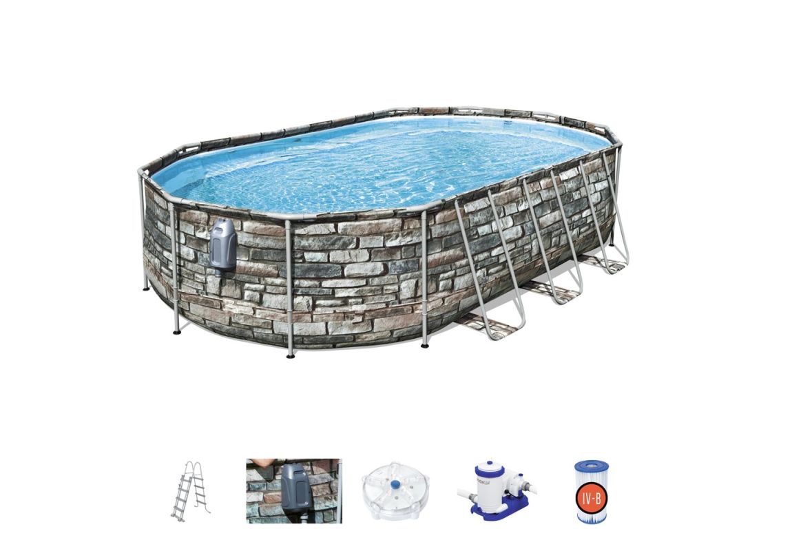 Montažni bazen Power Steel Comfort Jet Oval s kartušno filtrsko črpalko | 610 x 366 x 122 cm