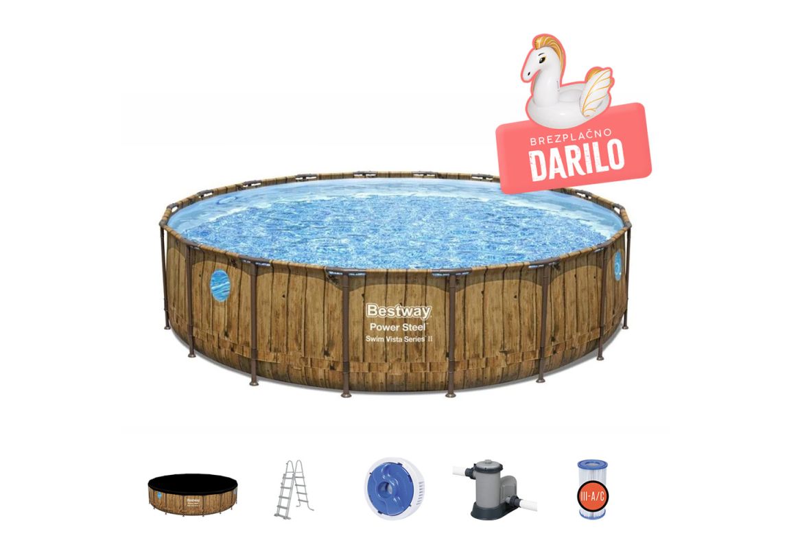 Montažni bazen Power Steel™ Swim Vista™ | 549 x 122 cm z vzorcem lesa s kartušno filtrsko črpalko