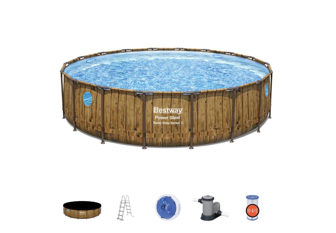 Montažni bazen Power Steel™ Swim Vista™ | 549 x 122 cm z vzorcem lesa s kartušno filtrsko črpalko