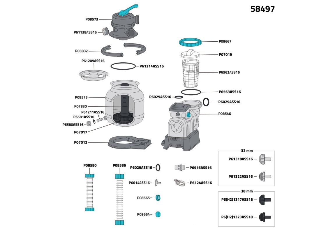 Filtrska črpalka s filtrom na pesek ali Polysphere™ | 6.056 l/h