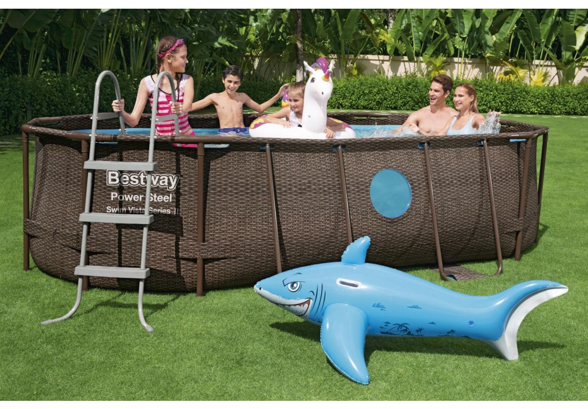 Bazen Power Steel™ Swim Vista Series™ Oval | 427 x 250 x 100 cm z vzorcem ratana s kartušno filtrsko črpalko
