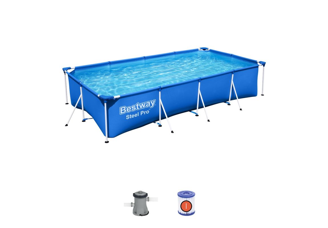 Montažni bazen Steel Pro | 400 x 211 x 81 cm s kartušno filtrsko črpalko