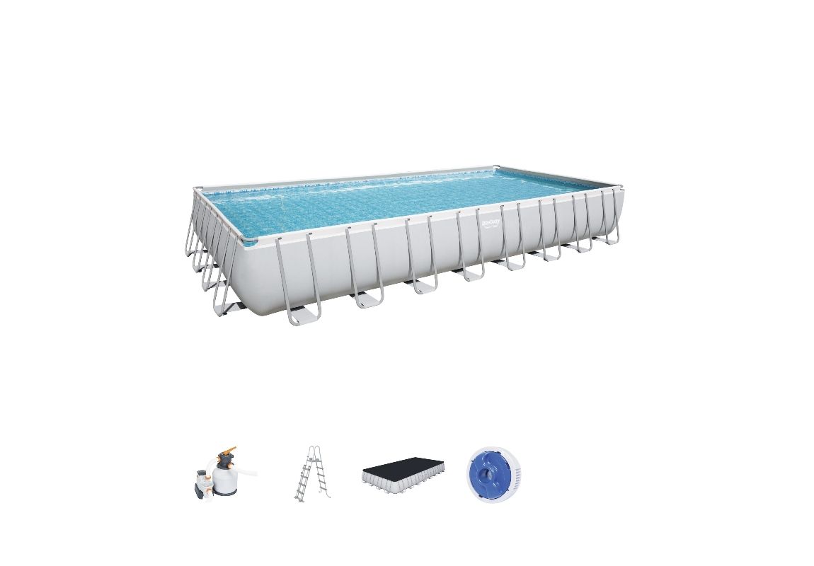 Montažni bazen Power Steel Rectangular | 956 x 488 x 132 cm s filtrsko črpalko na pesek