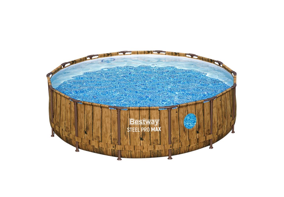 Montažni bazen Steel Pro MAX™ Splashview | 427 x 107 cm z vzorcem lesa s kartušno filtrsko črpalko