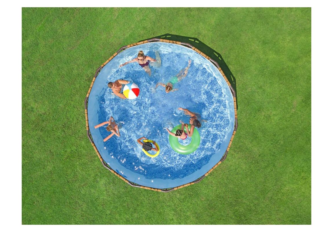 Montažni bazen Steel Pro MAX™ Splashview | 427 x 107 cm z vzorcem lesa s kartušno filtrsko črpalko