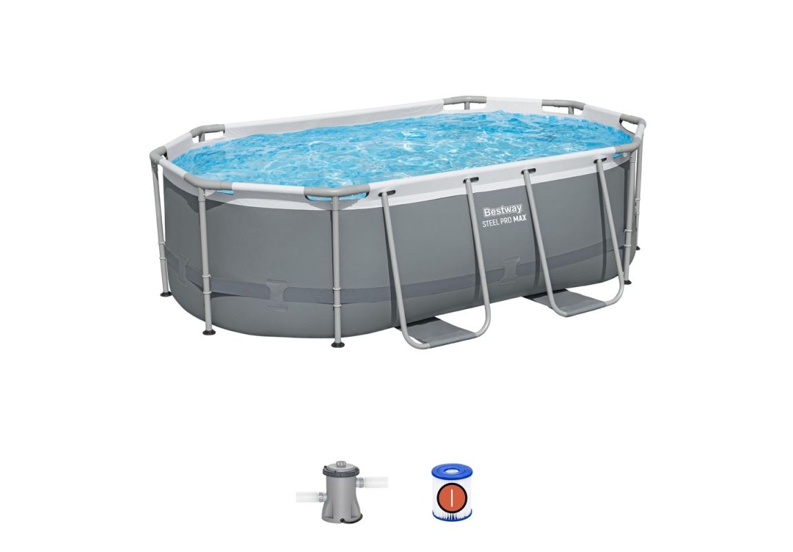 Montažni bazen Steel Pro MAX | 305 x 200 x 84 cm s kartušno filtrsko črpalko