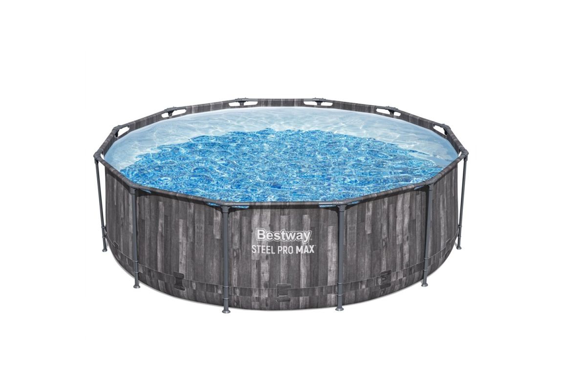 Montažni bazen Steel Pro MAX™ | 366 x 100 cm z vzorcem lesa s kartušno filtrsko črpalko
