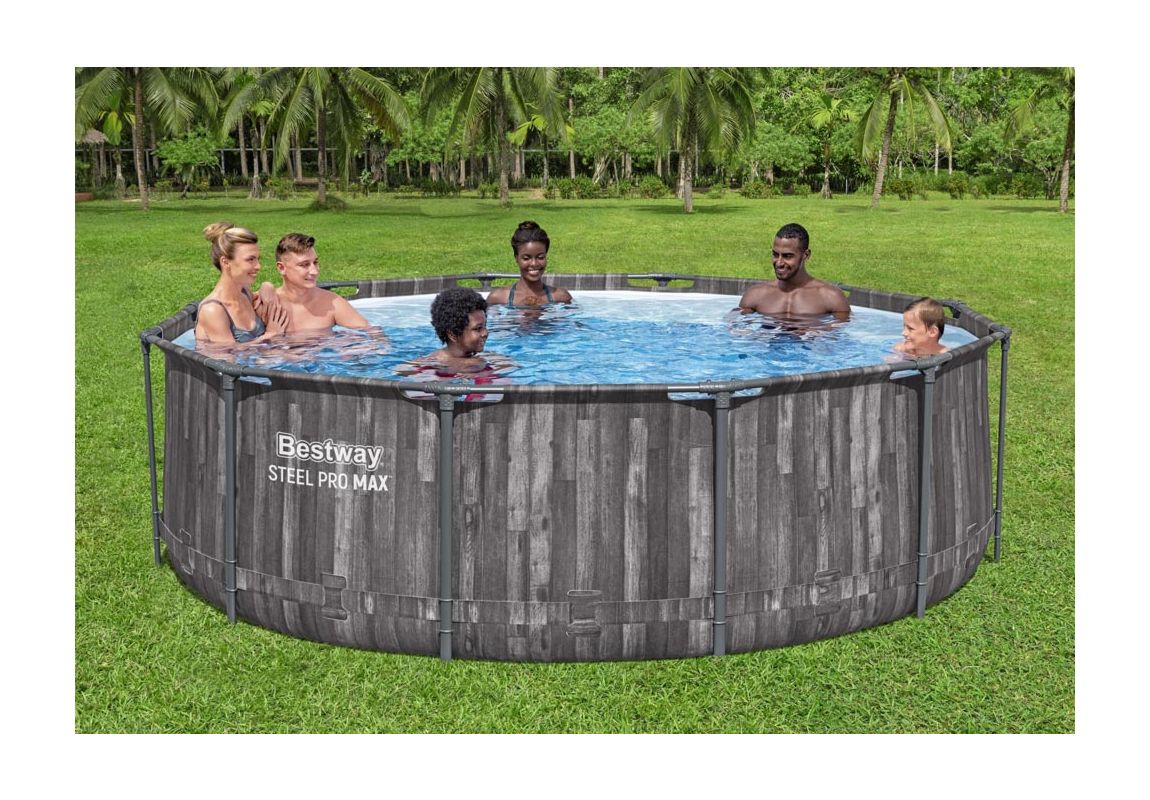 Montažni bazen Steel Pro MAX™ | 366 x 100 cm z vzorcem lesa s kartušno filtrsko črpalko