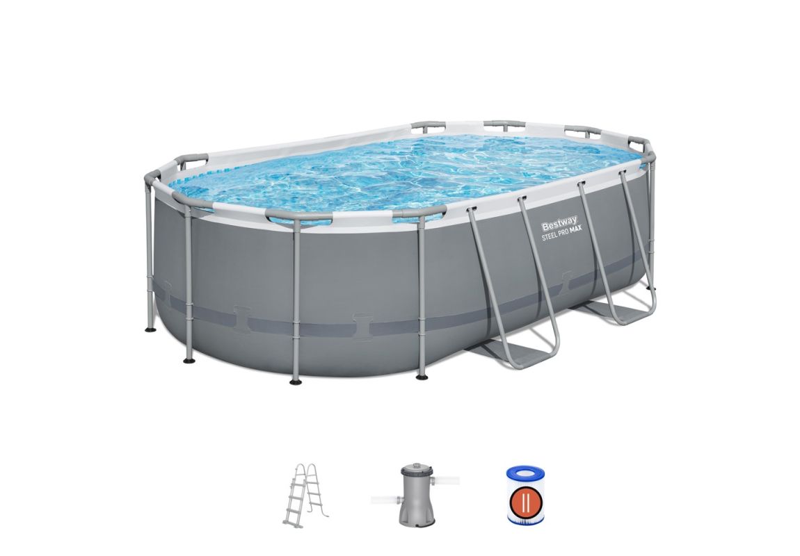 Montažni bazen Steel Pro MAX™ | 427 x 250 x 100 cm s kartušno filtrsko črpalko