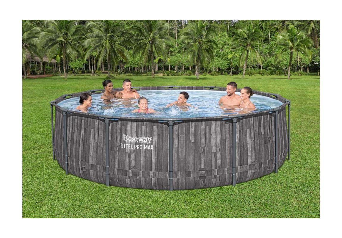 Montažni bazen Steel Pro MAX™ | 427 x 107 cm z vzorcem lesa s kartušno filtrsko črpalko