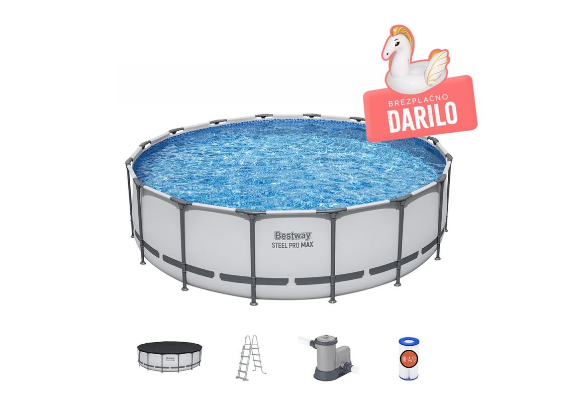 Montažni bazen Steel Pro MAX™ | 488 x 122 cm s kartušno filtrsko črpalko