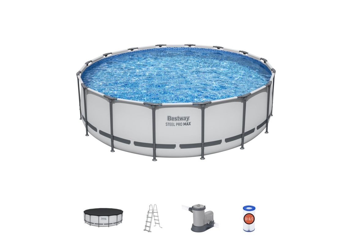 Montažni bazen Steel Pro MAX™ | 488 x 122 cm s kartušno filtrsko črpalko