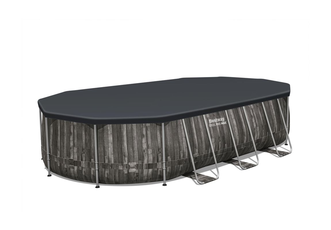 Montažni bazen Steel Pro MAX | 610 x 366 x 122 cm z vzorcem lesa s kartušno filtrsko črpalko