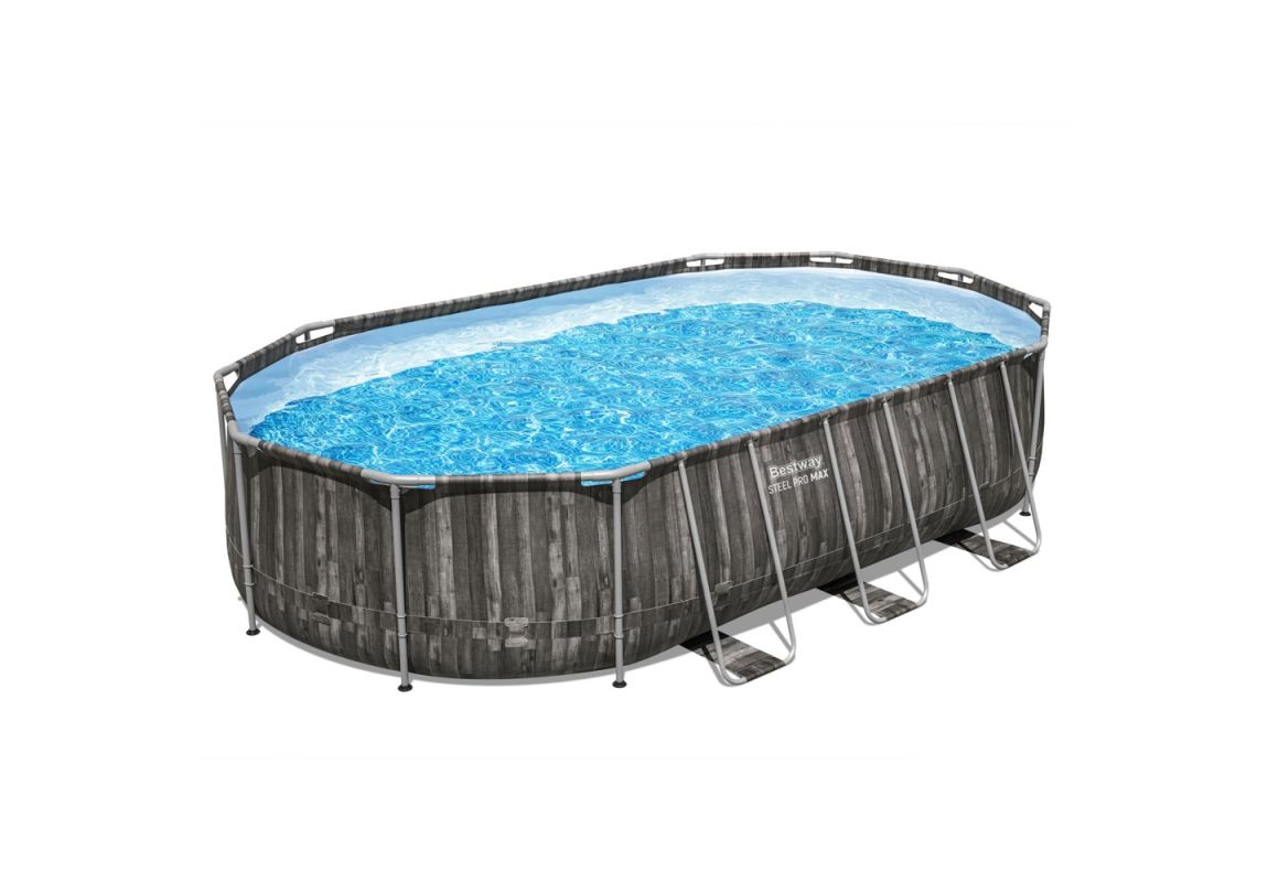 Montažni bazen Steel Pro MAX | 610 x 366 x 122 cm z vzorcem lesa s kartušno filtrsko črpalko