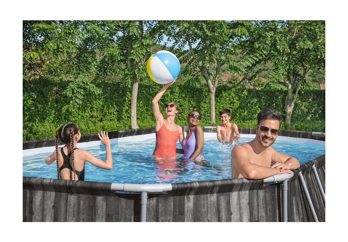 Montažni bazen Steel Pro MAX | 610 x 366 x 122 cm z vzorcem lesa s kartušno filtrsko črpalko