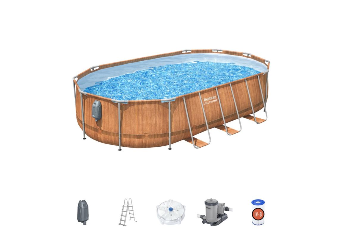 Montažni bazen Steel Pro MAX Comfort Jet Oval s kartušno filtrsko črpalko | 610 x 366 x 122 cm 