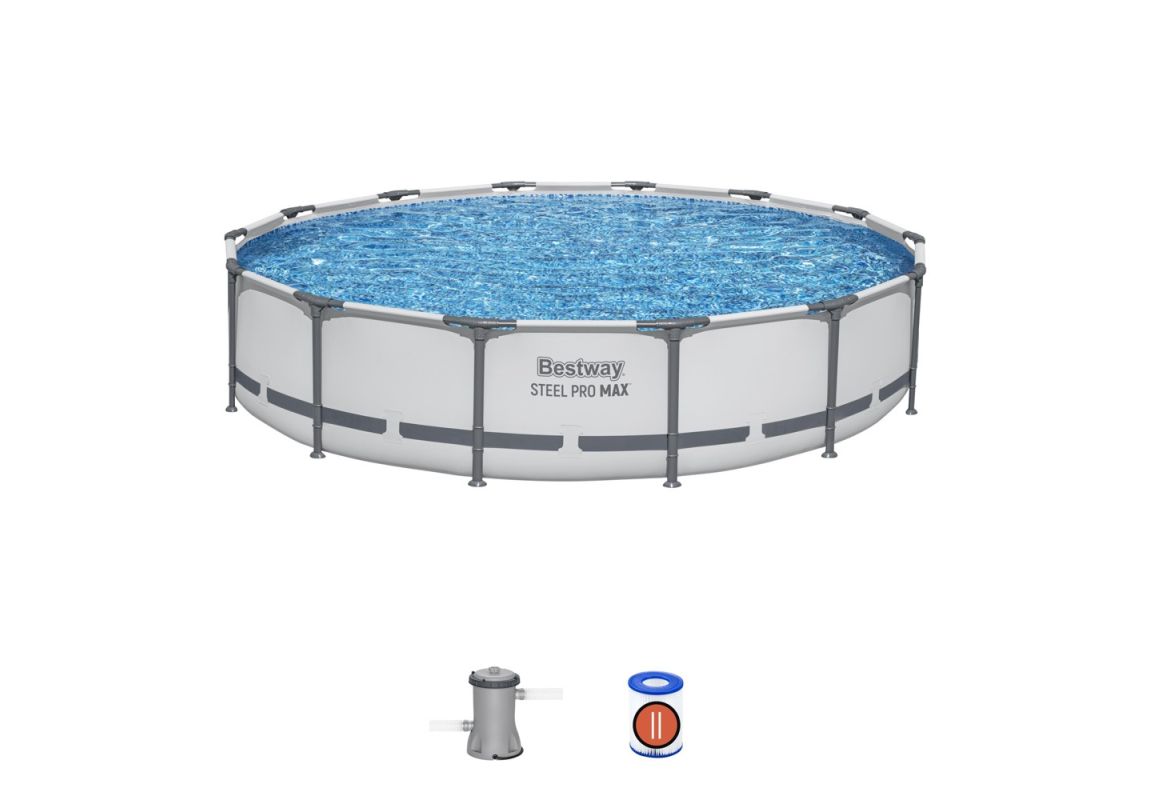 Montažni bazen Steel Pro MAX | 427 x 84 cm s kartušno filtrsko črpalko