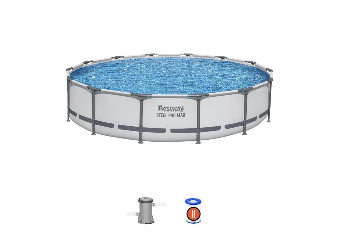 Montažni bazen Steel Pro MAX | 427 x 84 cm s kartušno filtrsko črpalko