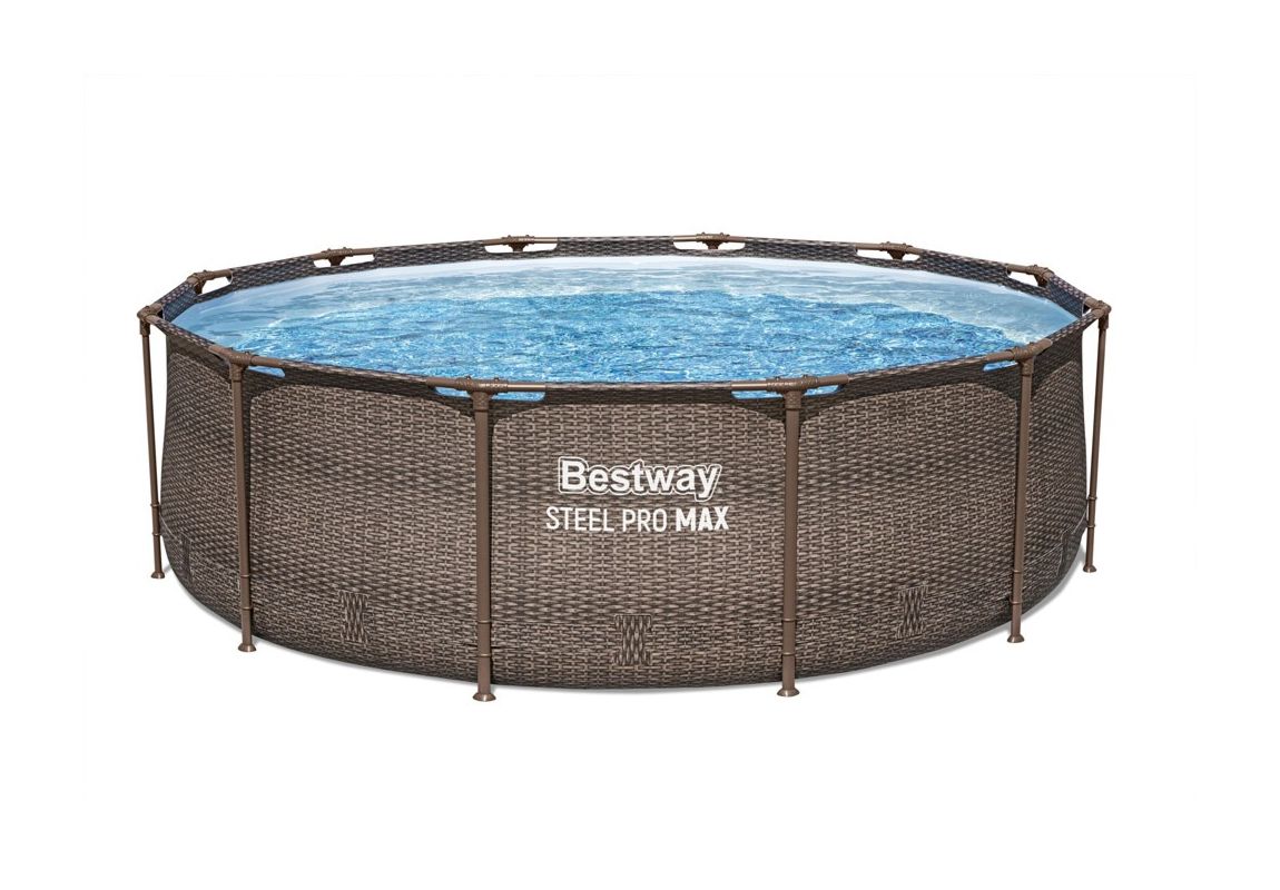 Montažni bazen Steel Pro MAX™ | 366 x 100 cm z vzorcem ratana s kartušno filtrsko črpalko 