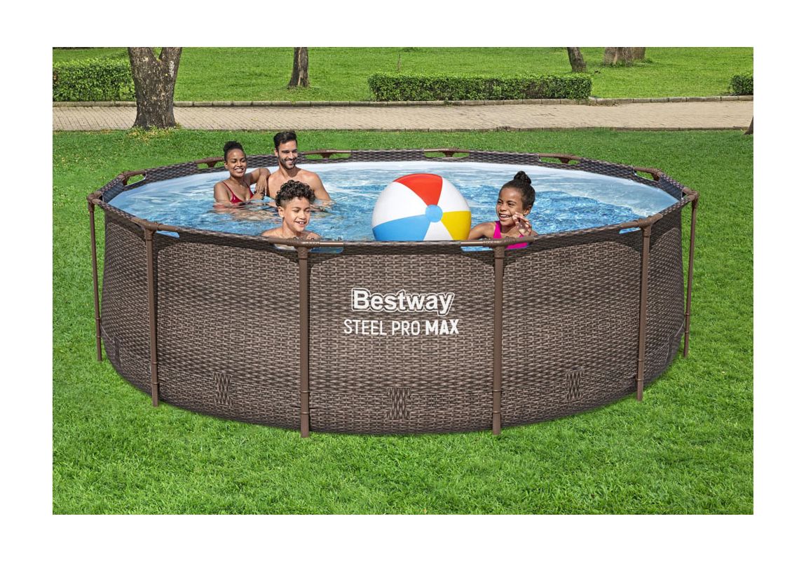 Montažni bazen Steel Pro MAX™ | 366 x 100 cm z vzorcem ratana s kartušno filtrsko črpalko 