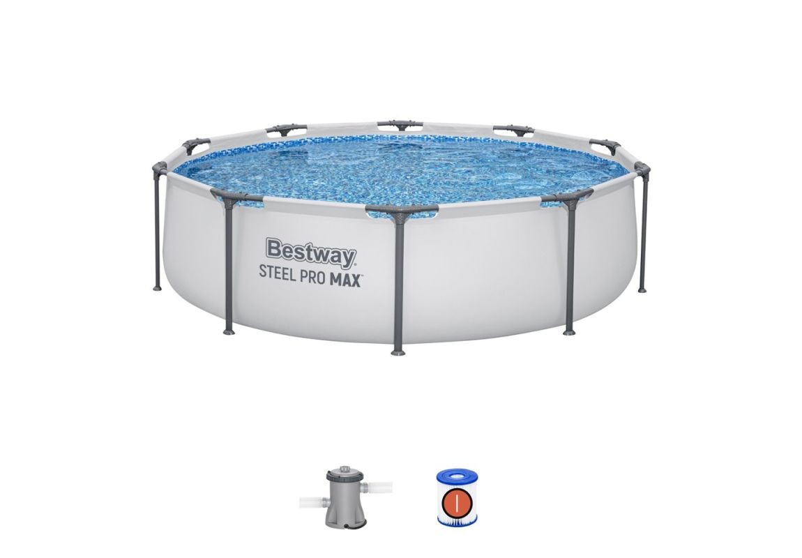 Montažni bazen Steel Pro MAX™ s kartušno filtrsko črpalko | 305 x 76 cm