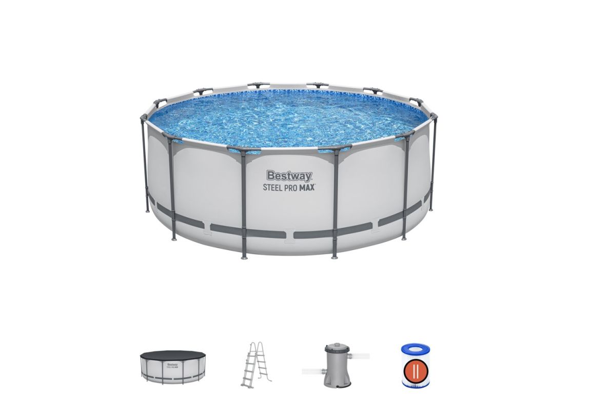 Montažni bazen Steel Pro MAX™ | 366 x 122 cm s kartušno filtrsko črpalko