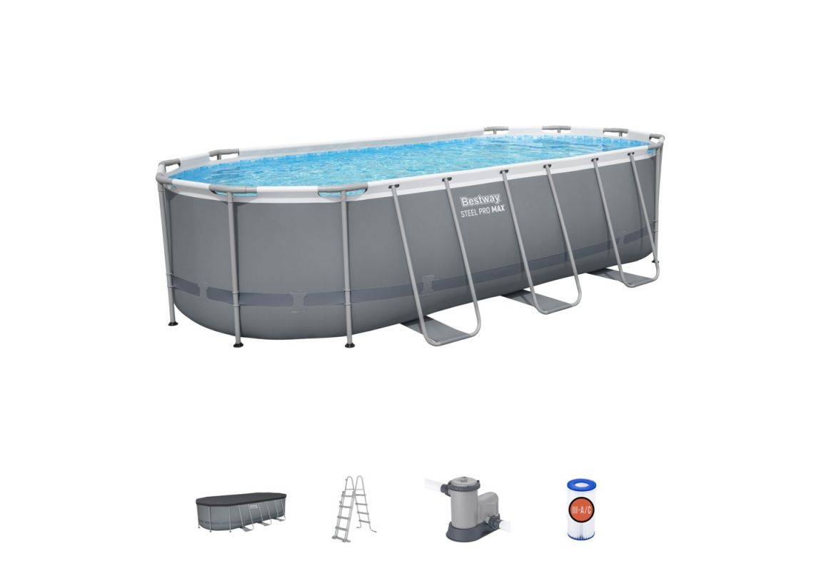 Montažni bazen Steel Pro MAX | 549 x 274 x 122 cm s kartušno filtrsko črpalko