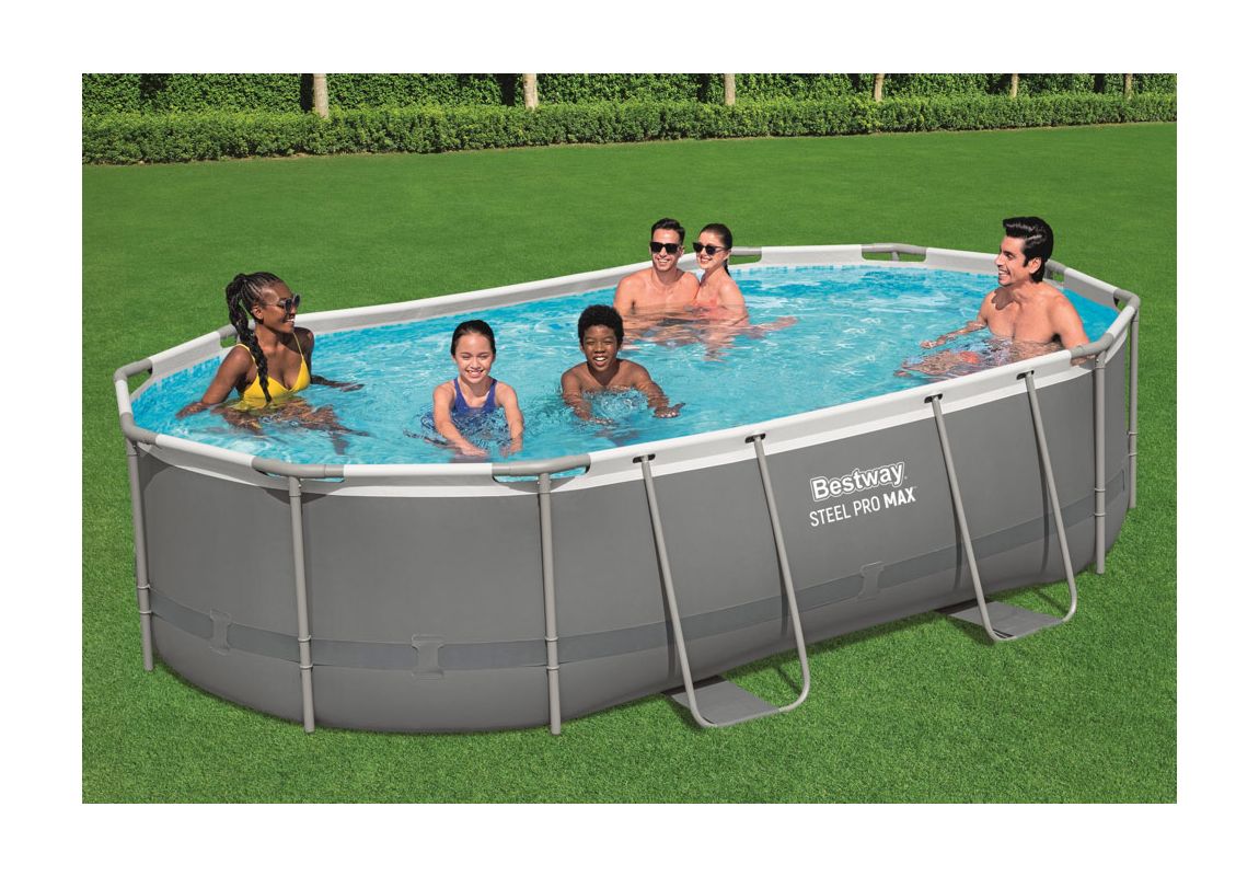 Montažni bazen Steel Pro MAX | 488 x 305 x 107 cm s kartušno filtrsko črpalko